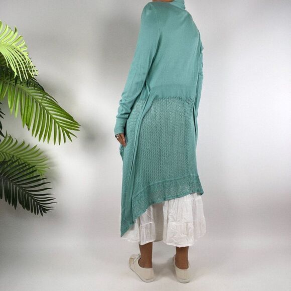 Vintage Blue Beachy Boho Crochet Cottagecore Coastal Grandma Cardigan / M - Picture 2 of 7